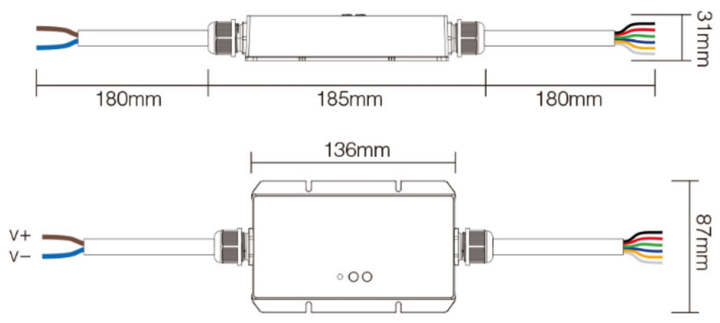 Deko-Light RF-smart, LED-Dimmer 5-in1, 5 Kanal, 12-48V, 20A, IP67