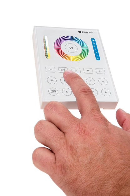 Deko-Light RF-smart, Wandfernb., weiß, 8 Zo, Single/CCT/RGB/RGBW/RGB+CCT