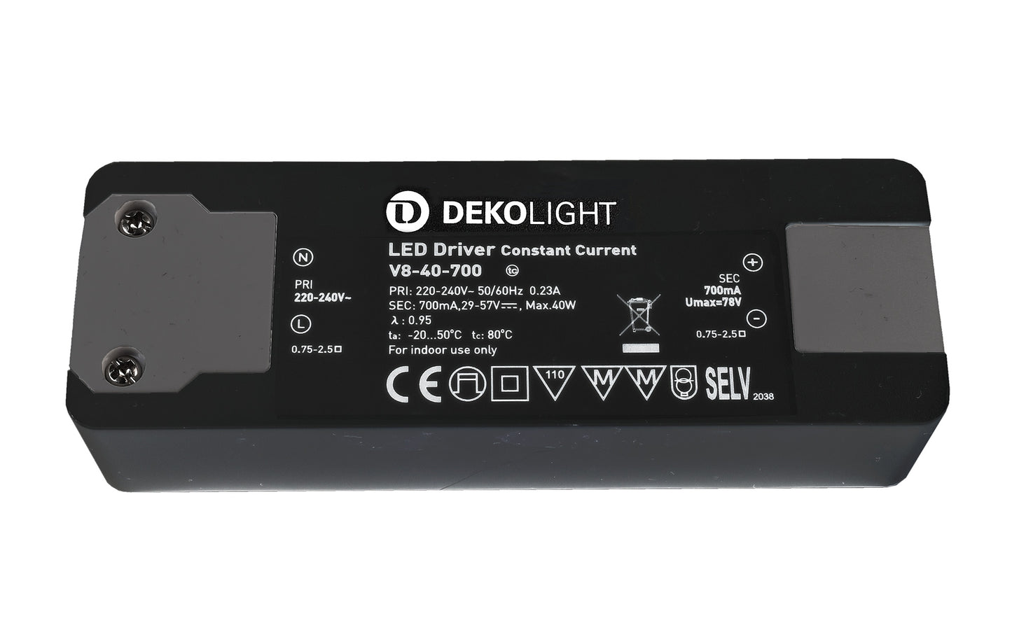 Deko-Light BASIC, CC, V8-40-700mA/40W  Schwarz