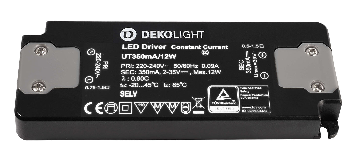 Deko-Light FLAT, CC, UT350mA/12W  Schwarz