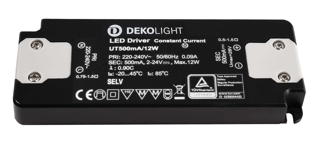 Deko-Light FLAT, CC, UT500mA/12W  Schwarz