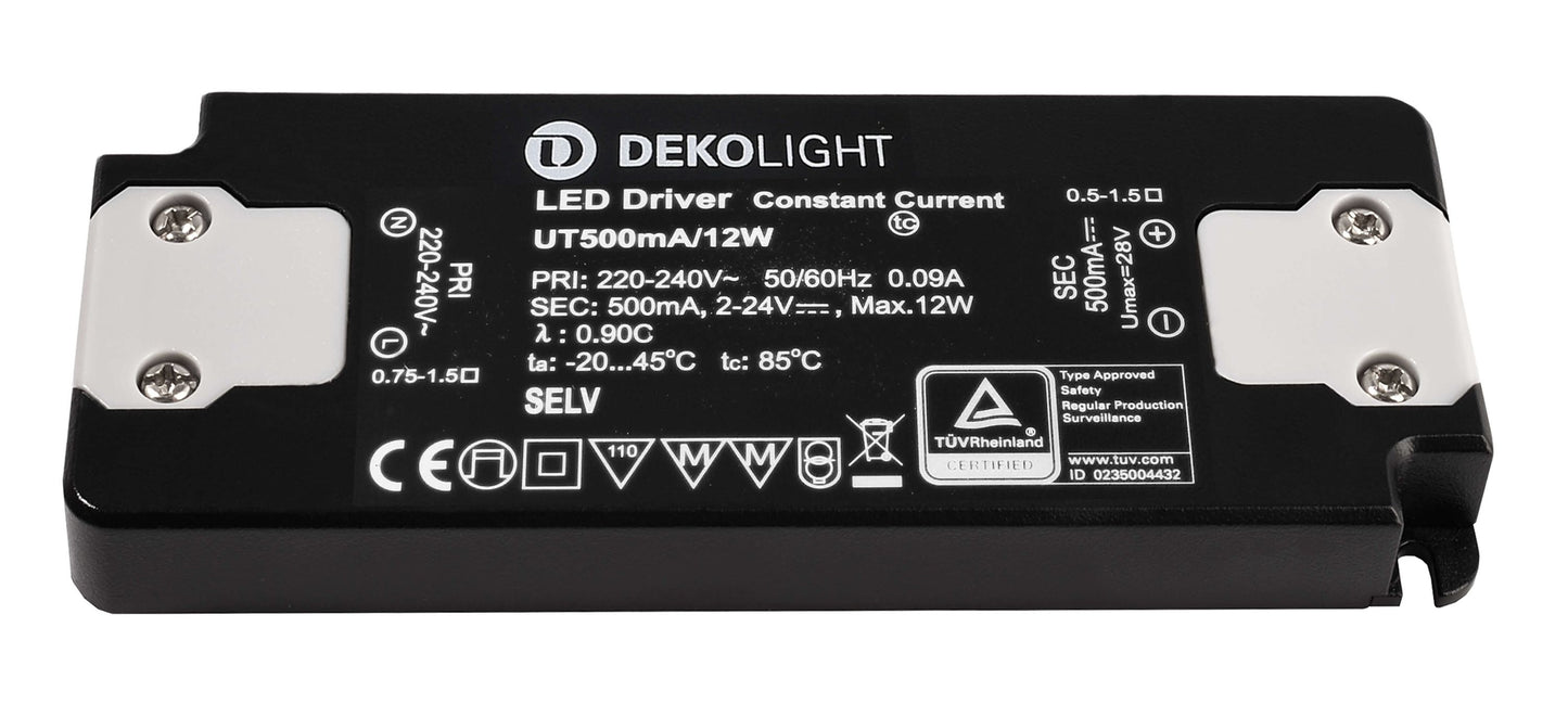 Deko-Light FLAT, CC, UT500mA/12W  Schwarz