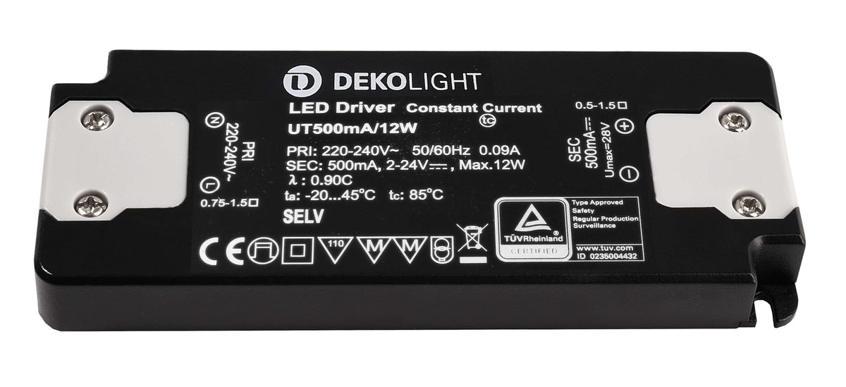 Deko-Light FLAT, CC, UT500mA/12W  Schwarz