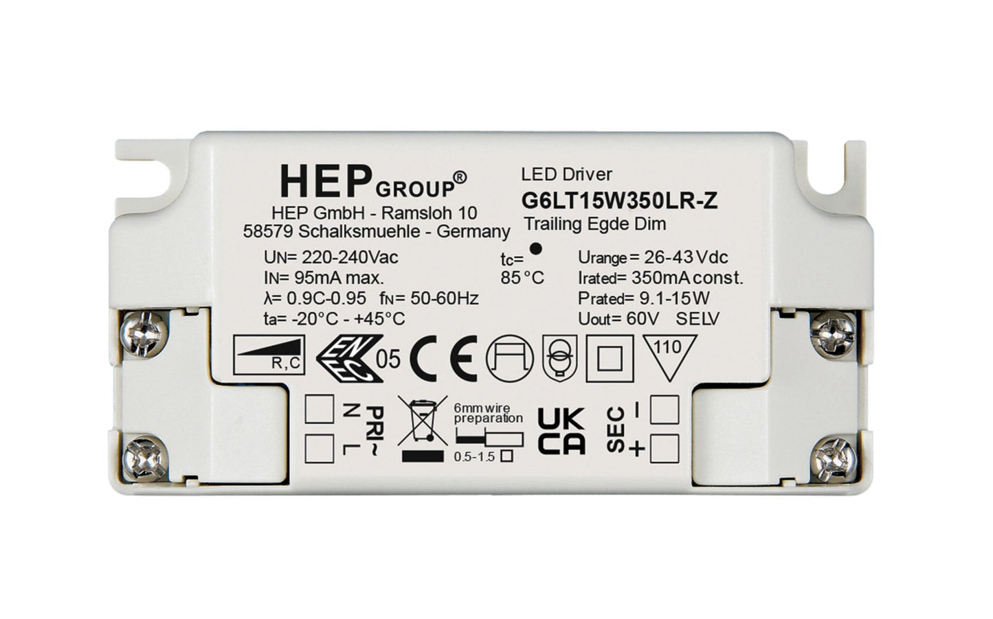 HEP HEP, DIM, CC, G6LT15W350LR-Z