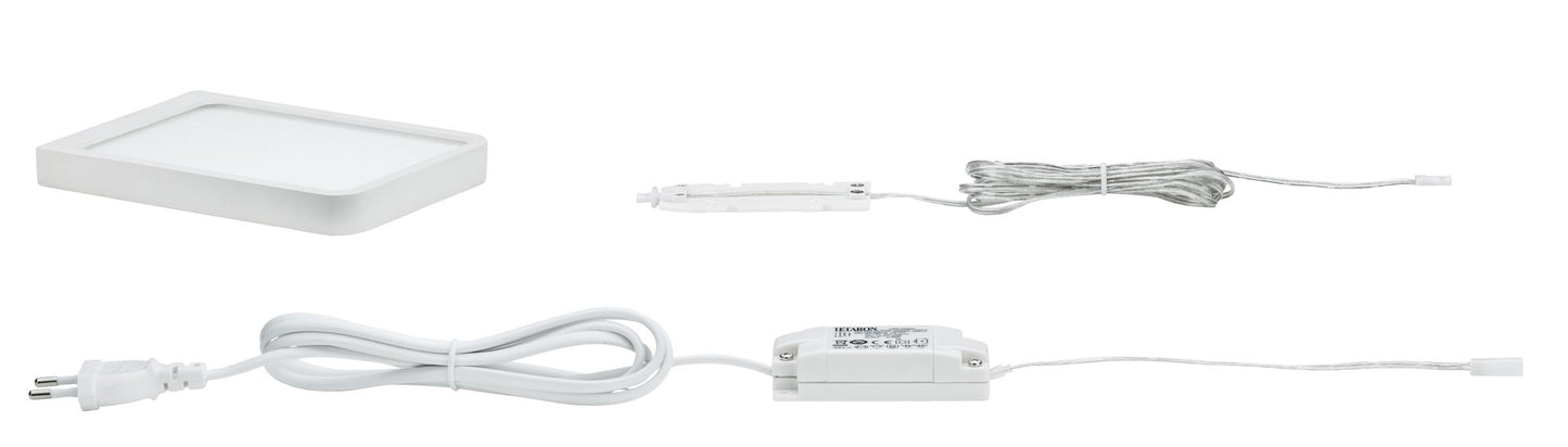 Paulmann Möbel ABL Set Vane eckig LED 1x8W 700mA 230/12V 105x104mm Weiß matt/Alu