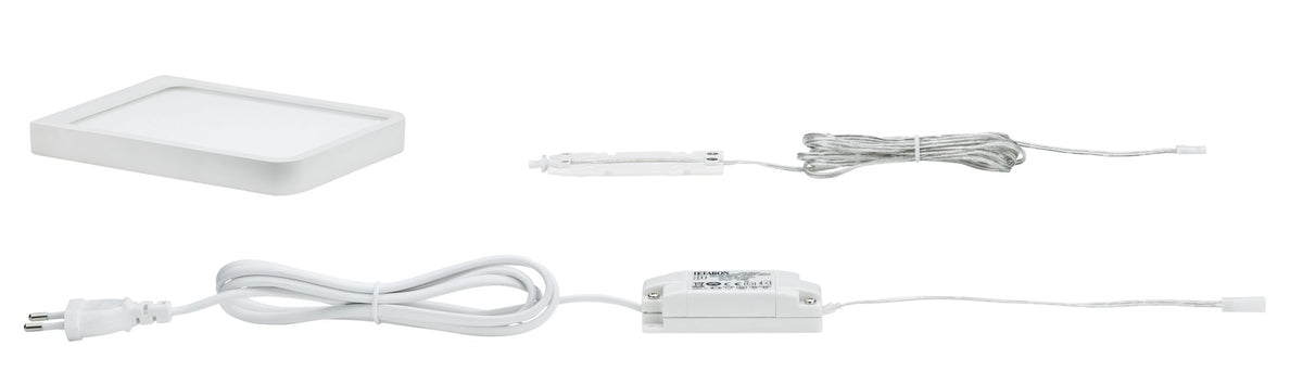 Paulmann Möbel ABL Set Vane eckig LED 1x8W 700mA 230/12V 105x104mm Weiß matt/Alu