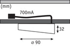 Paulmann Möbel ABL Set Gate LED 1x6,2W 700mA 8VA 230/12V 90mm Eisen gebürstet/Alu