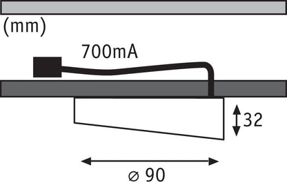 Paulmann Möbel ABL Set Gate LED 1x6,2W 700mA 8VA 230/12V 90mm Eisen gebürstet/Alu