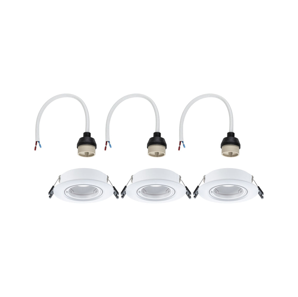 Paulmann Einbauleuchte  3er-Set schwenkbar rund 90mm 30° GU10 max. 3x10W  230V dimmbar  Weiß