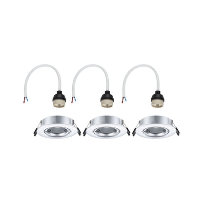 Paulmann Einbauleuchte  3er-Set schwenkbar rund 90mm 30° GU10 max. 3x10W  230V dimmbar  Chrom matt
