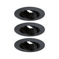 Paulmann Einbauleuchte  3er-Set schwenkbar rund 90mm 30° GU10 max. 3x10W  230V dimmbar  Schwarz
