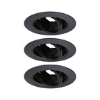 Paulmann Einbauleuchte  3er-Set schwenkbar rund 90mm 30° GU10 max. 3x10W  230V dimmbar  Schwarz