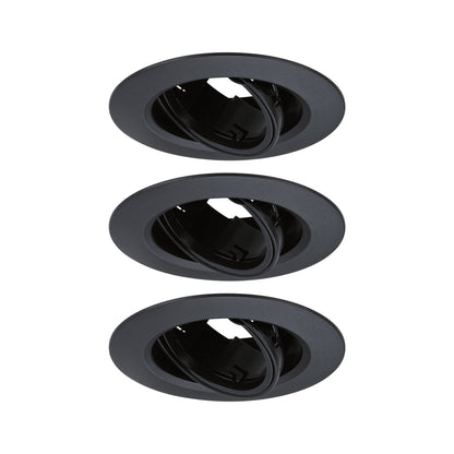 Paulmann Einbauleuchte  3er-Set schwenkbar rund 90mm 30° GU10 max. 3x10W  230V dimmbar  Schwarz