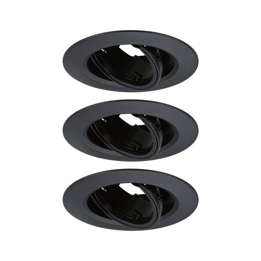 Paulmann Einbauleuchte  3er-Set schwenkbar rund 90mm 30° GU10 max. 3x10W  230V dimmbar  Schwarz