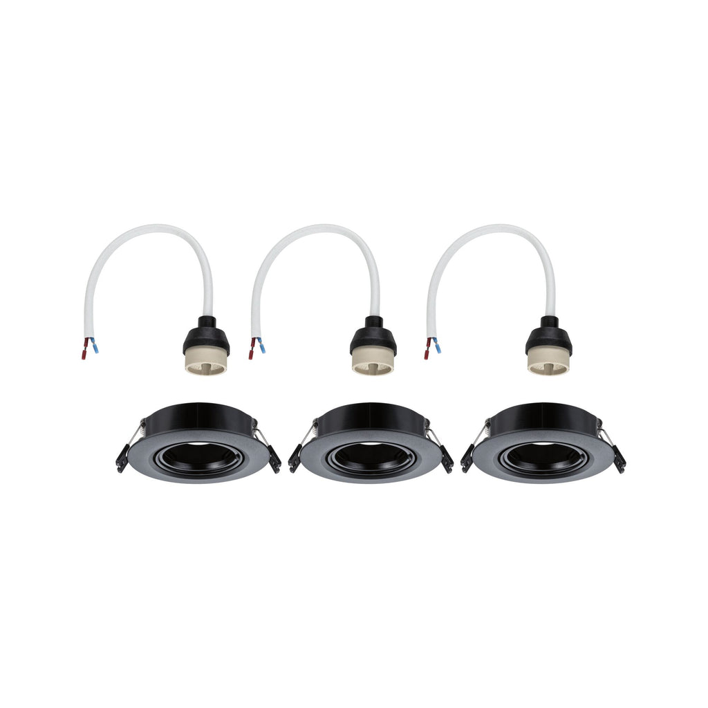 Paulmann Einbauleuchte  3er-Set schwenkbar rund 90mm 30° GU10 max. 3x10W  230V dimmbar  Schwarz