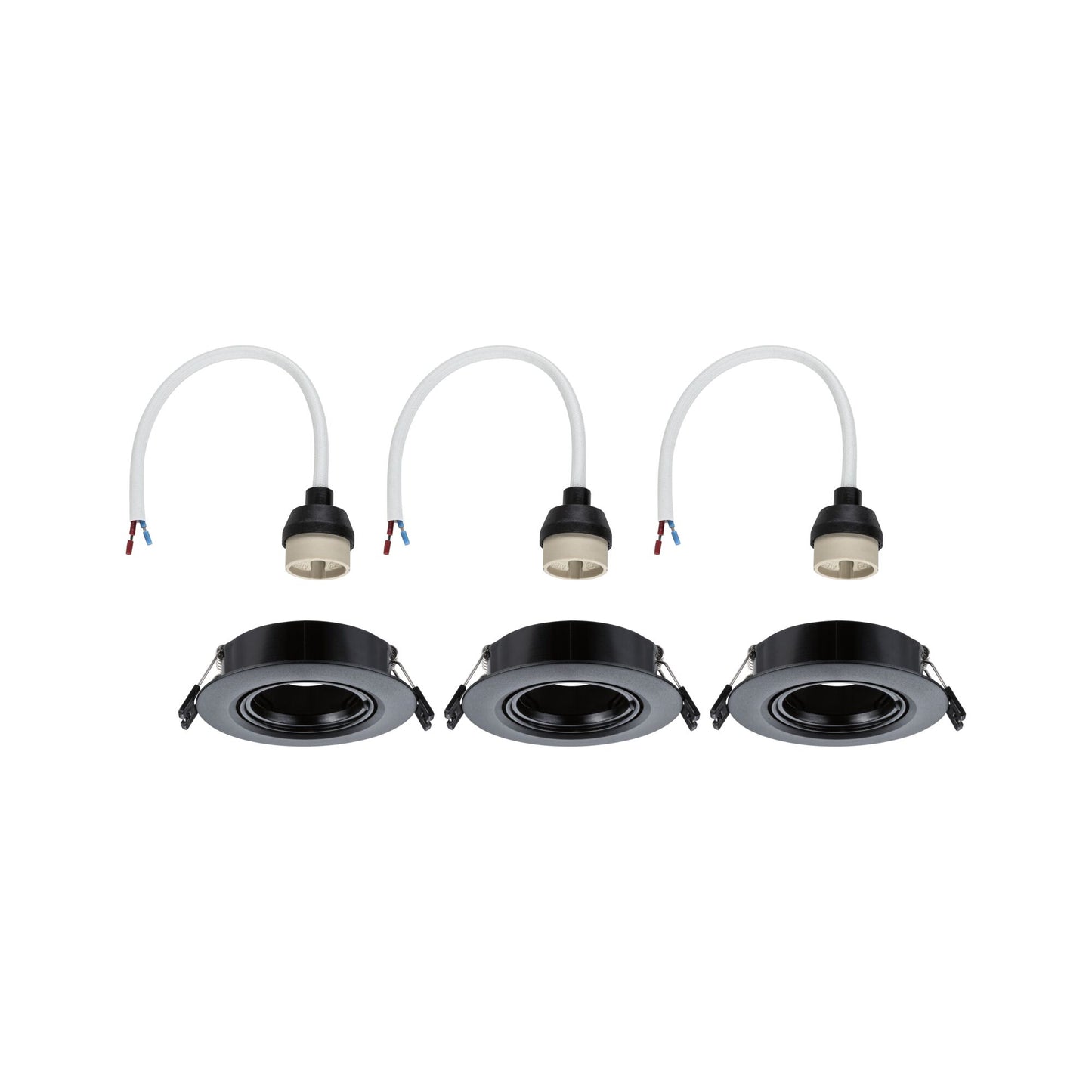 Paulmann Einbauleuchte  3er-Set schwenkbar rund 90mm 30° GU10 max. 3x10W  230V dimmbar  Schwarz