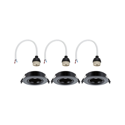 Paulmann Einbauleuchte  3er-Set schwenkbar rund 90mm 30° GU10 max. 3x10W  230V dimmbar  Schwarz