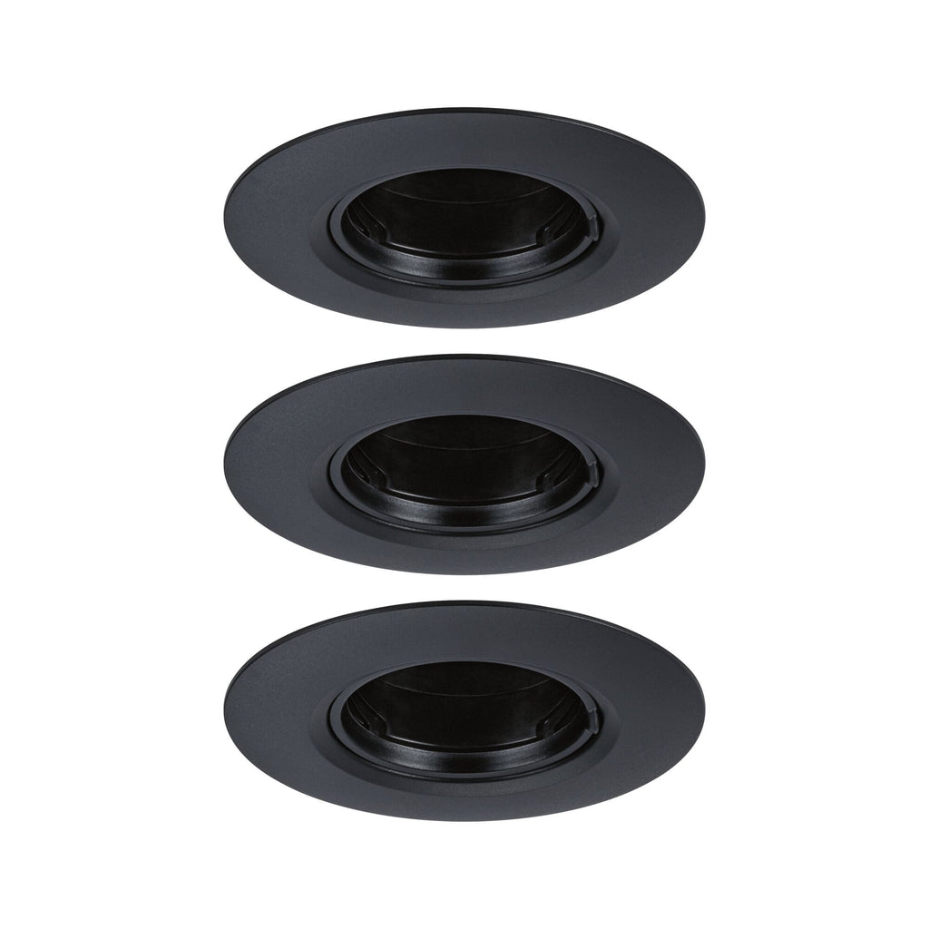 Paulmann Einbauleuchte  3er-Set starr rund 90mm  GU10 max. 3x10W  230V dimmbar  Schwarz