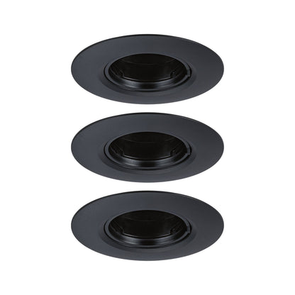 Paulmann Einbauleuchte  3er-Set starr rund 90mm  GU10 max. 3x10W  230V dimmbar  Schwarz