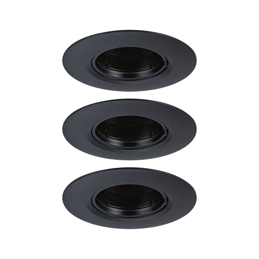 Paulmann Einbauleuchte  3er-Set starr rund 90mm  GU10 max. 3x10W  230V dimmbar  Schwarz
