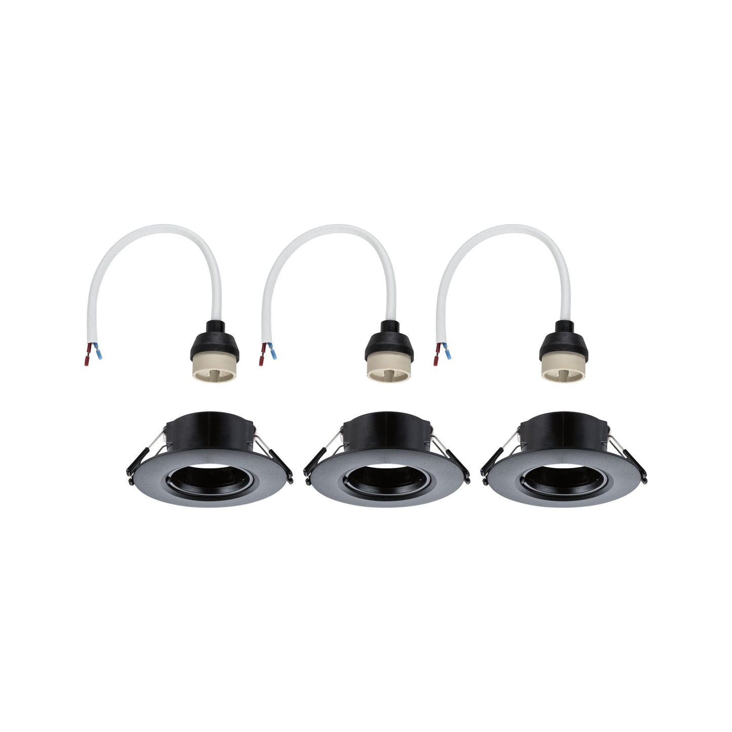 Paulmann Einbauleuchte  3er-Set starr rund 90mm  GU10 max. 3x10W  230V dimmbar  Schwarz