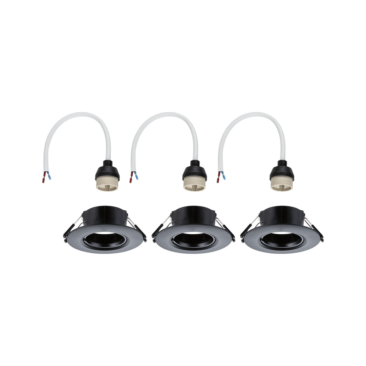 Paulmann Einbauleuchte  3er-Set starr rund 90mm  GU10 max. 3x10W  230V dimmbar  Schwarz