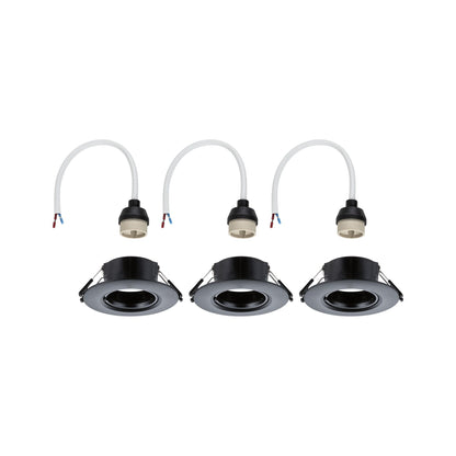 Paulmann Einbauleuchte  3er-Set starr rund 90mm  GU10 max. 3x10W  230V dimmbar  Schwarz