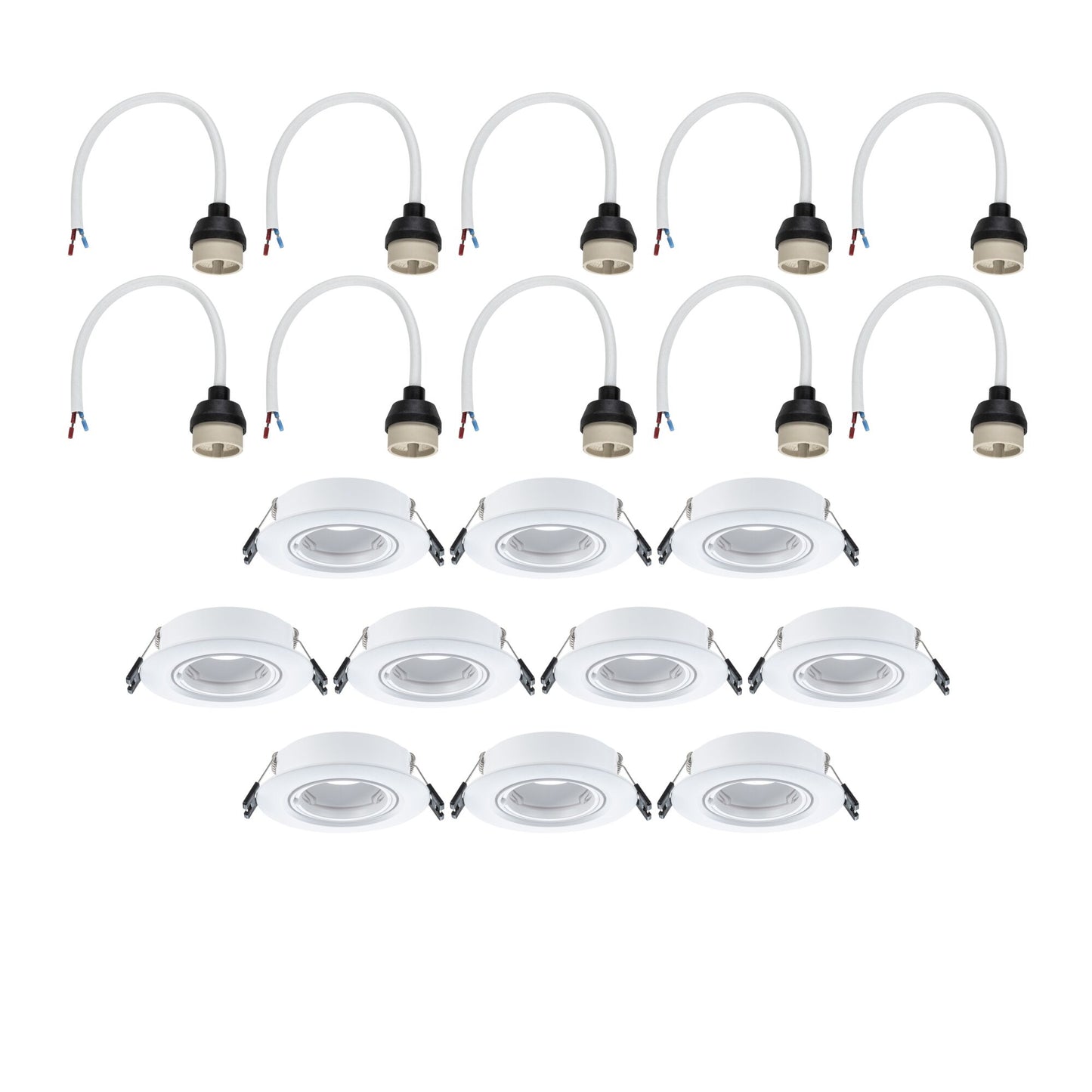 Paulmann Einbauleuchte  10er-Set schwenkbar rund 90mm 30° GU10 max. 10x10W  230V dimmbar  Weiß