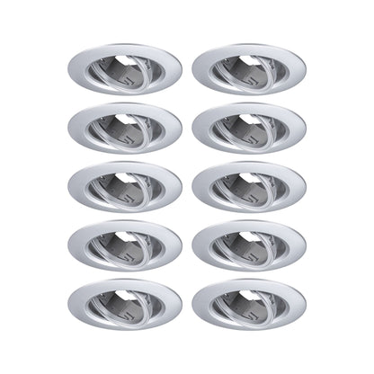 Paulmann Einbauleuchte  10er-Set schwenkbar rund 90mm 30° GU10 max. 10x10W  230V dimmbar  Chrom matt