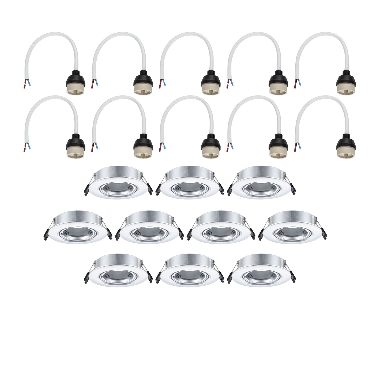 Paulmann Einbauleuchte  10er-Set schwenkbar rund 90mm 30° GU10 max. 10x10W  230V dimmbar  Chrom matt