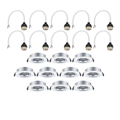 Paulmann Einbauleuchte  10er-Set schwenkbar rund 90mm 30° GU10 max. 10x10W  230V dimmbar  Chrom matt