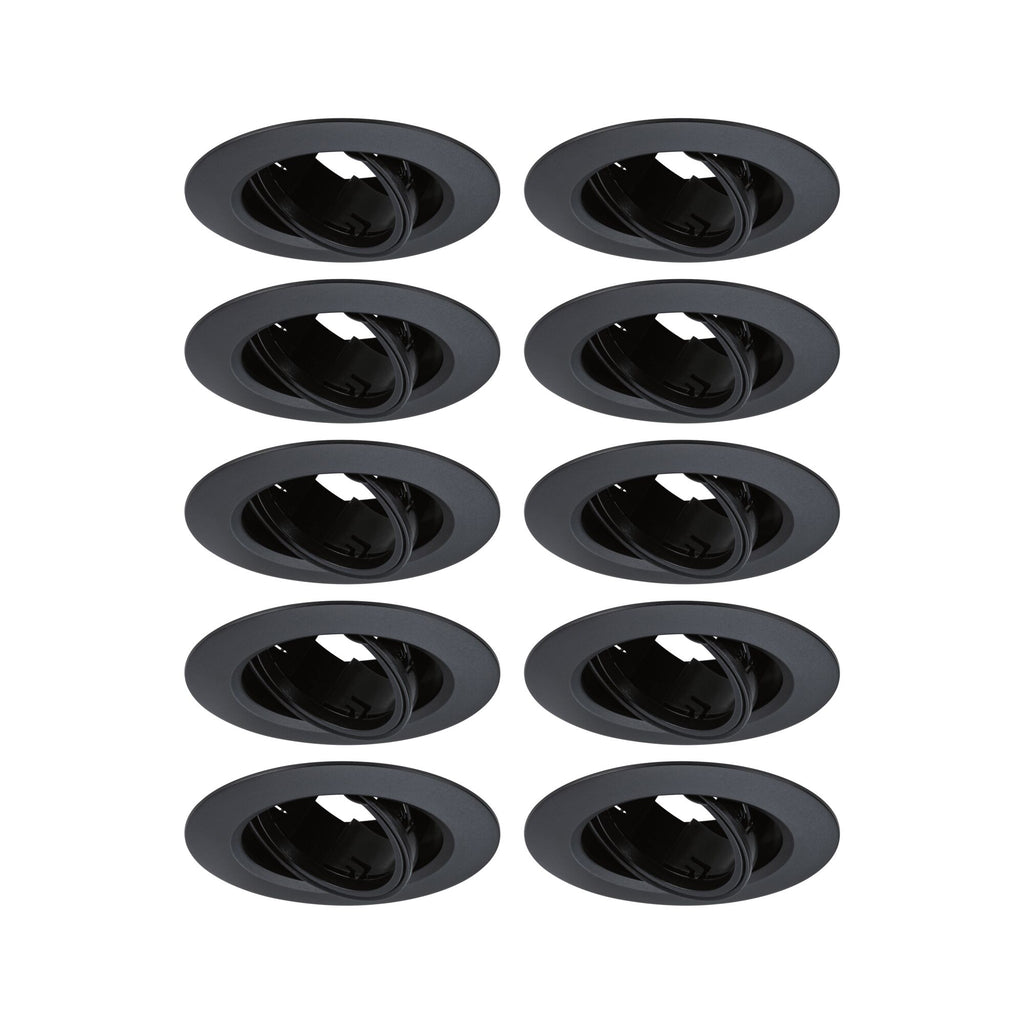 Paulmann Einbauleuchte  10er-Set schwenkbar rund 90mm 30° GU10 max. 10x10W  230V dimmbar  Schwarz
