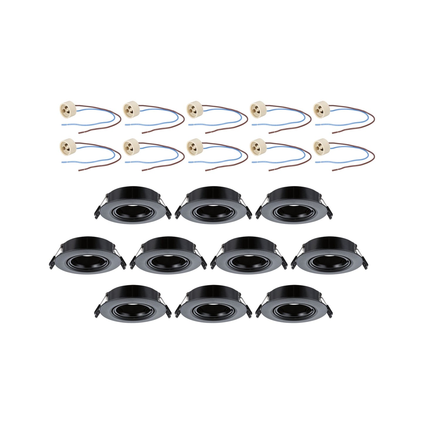 Paulmann Einbauleuchte  10er-Set schwenkbar rund 90mm 30° GU10 max. 10x10W  230V dimmbar  Schwarz