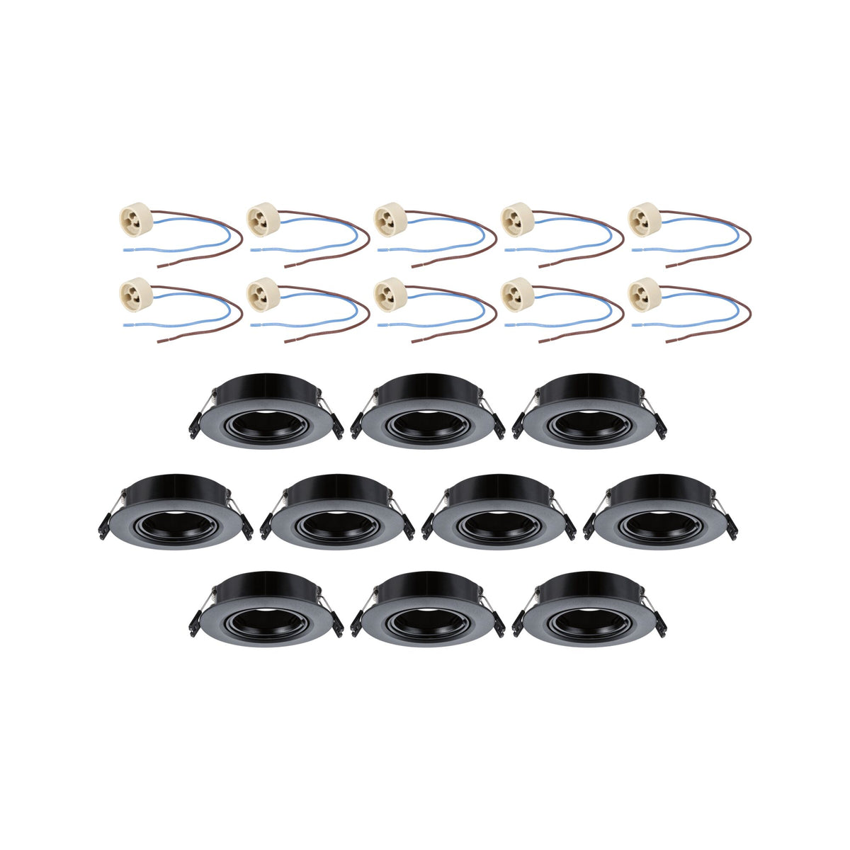 Paulmann Einbauleuchte  10er-Set schwenkbar rund 90mm 30° GU10 max. 10x10W  230V dimmbar  Schwarz