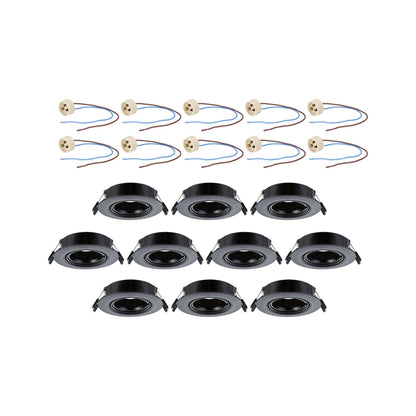 Paulmann Einbauleuchte  10er-Set schwenkbar rund 90mm 30° GU10 max. 10x10W  230V dimmbar  Schwarz