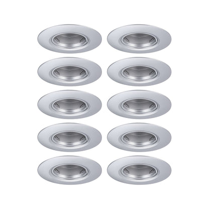 Paulmann Einbauleuchte  10er-Set starr rund 90mm  GU10 max. 10x10W  230V dimmbar  Chrom matt