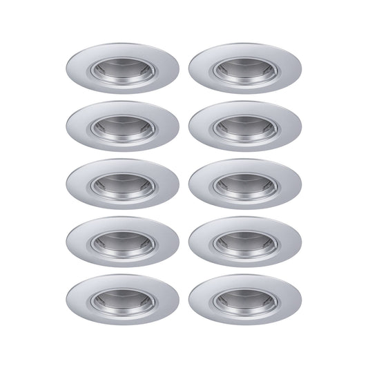 Paulmann Einbauleuchte  10er-Set starr rund 90mm  GU10 max. 10x10W  230V dimmbar  Chrom matt