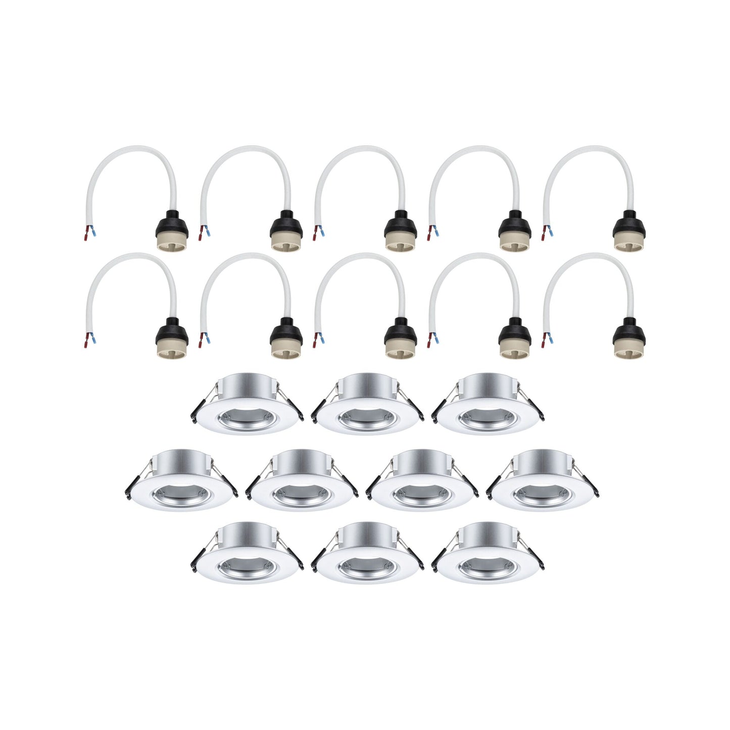 Paulmann Einbauleuchte  10er-Set starr rund 90mm  GU10 max. 10x10W  230V dimmbar  Chrom matt