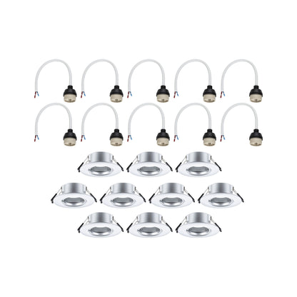 Paulmann Einbauleuchte  10er-Set starr rund 90mm  GU10 max. 10x10W  230V dimmbar  Chrom matt