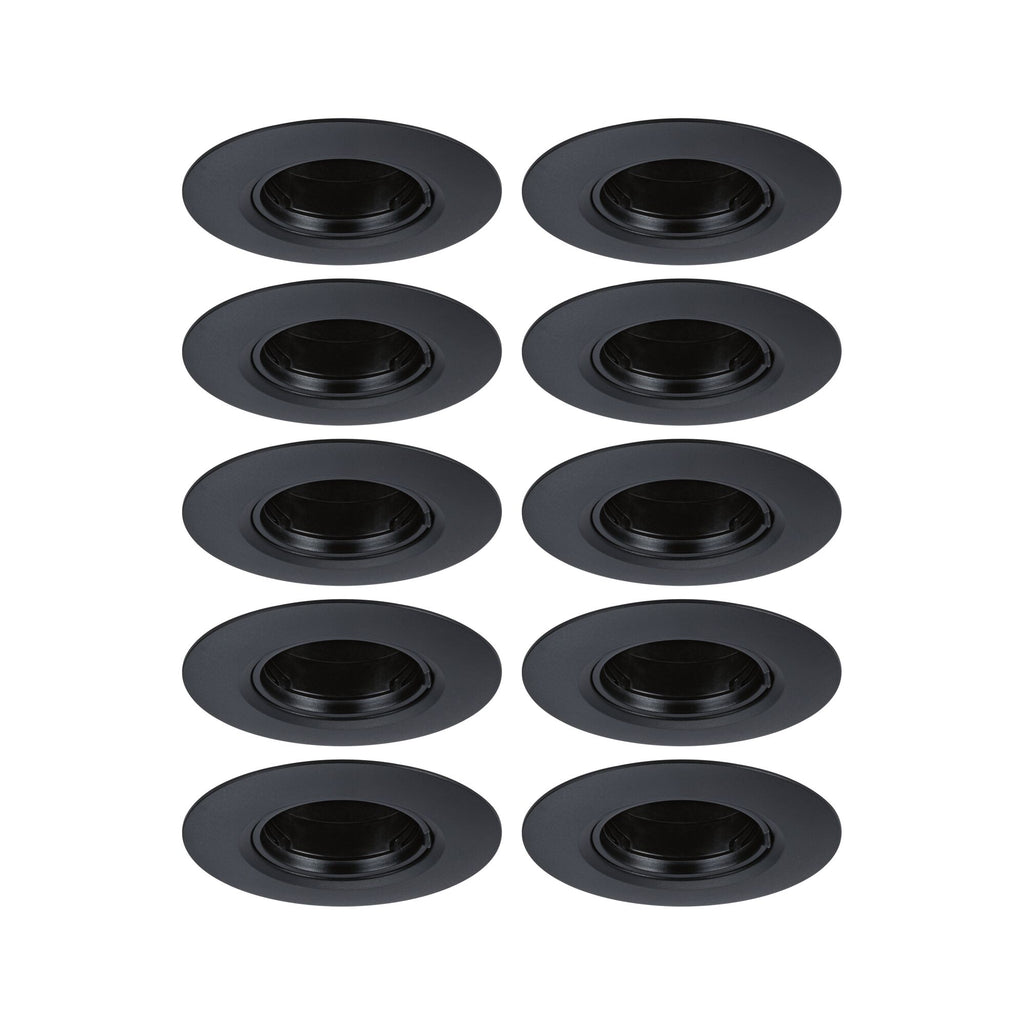 Paulmann Einbauleuchte  10er-Set starr rund 90mm  GU10 max. 10x10W  230V dimmbar  Schwarz