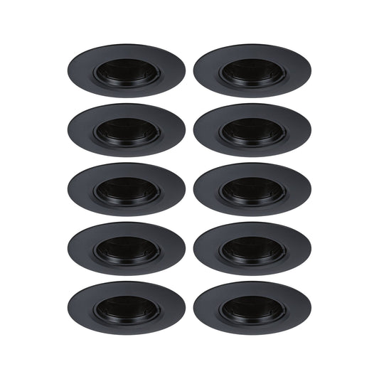 Paulmann Einbauleuchte  10er-Set starr rund 90mm  GU10 max. 10x10W  230V dimmbar  Schwarz