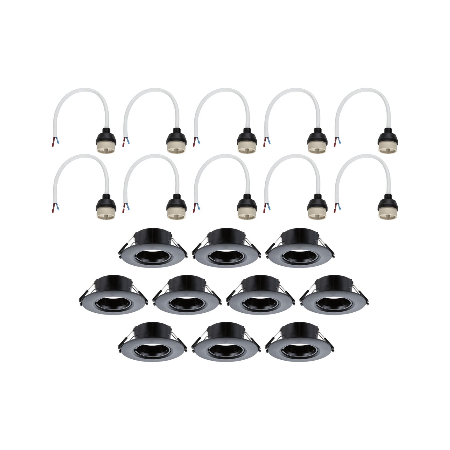 Paulmann Einbauleuchte  10er-Set starr rund 90mm  GU10 max. 10x10W  230V dimmbar  Schwarz