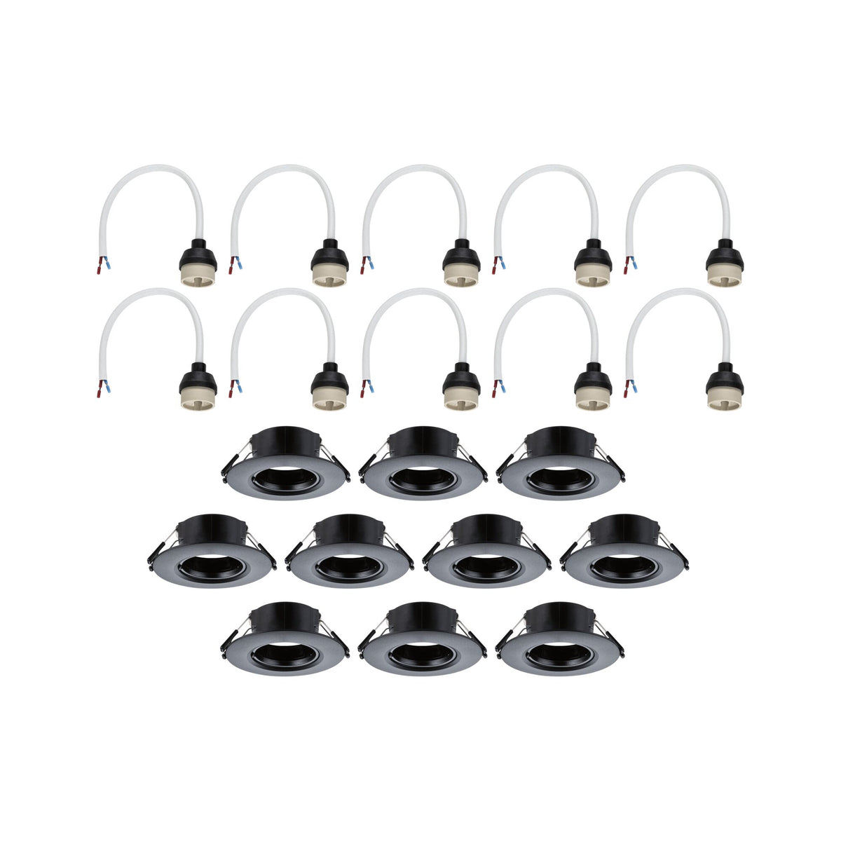 Paulmann Einbauleuchte  10er-Set starr rund 90mm  GU10 max. 10x10W  230V dimmbar  Schwarz