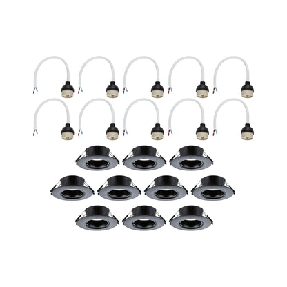 Paulmann Einbauleuchte  10er-Set starr rund 90mm  GU10 max. 10x10W  230V dimmbar  Schwarz