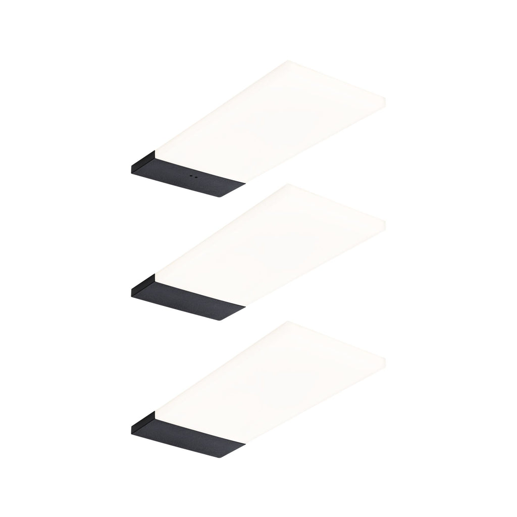 Paulmann LED Unterschrankleuchte Bredo Näherungsensor 3er-Set 3x2,5W 80x190mm 3x180lm 230/12V  Schwarz