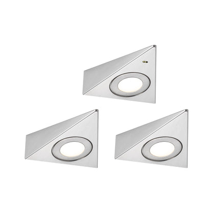 Paulmann LED Unterschrankleuchte Trias Näherungsensor 3er-Set 3x2,7W 135x132mm 3x185lm 230/12V  Eisen gebürstet