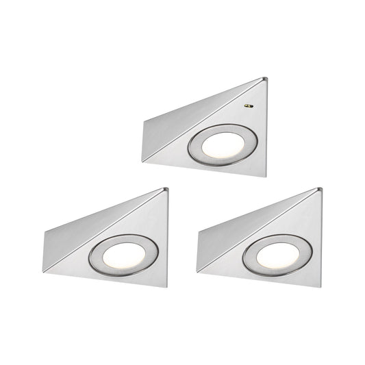 Paulmann LED Unterschrankleuchte Trias Näherungsensor 3er-Set 3x2,7W 135x132mm 3x185lm 230/12V  Eisen gebürstet