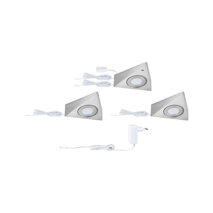 Paulmann LED Unterschrankleuchte Trias Näherungsensor 3er-Set 3x2,7W 135x132mm 3x185lm 230/12V  Eisen gebürstet