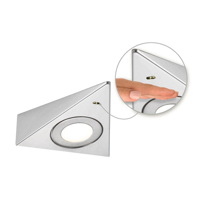 Paulmann LED Unterschrankleuchte Trias Näherungsensor 3er-Set 3x2,7W 135x132mm 3x185lm 230/12V  Eisen gebürstet