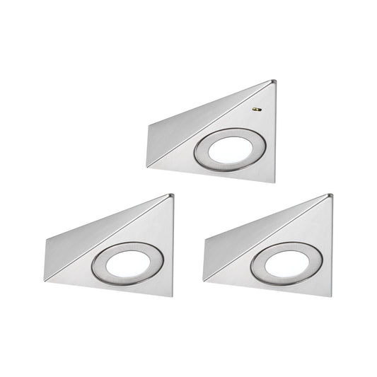 Paulmann LED Unterschrankleuchte Trias Näherungsensor 3er-Set 3x2,7W 135x132mm 3x185lm 230/12V  Eisen gebürstet